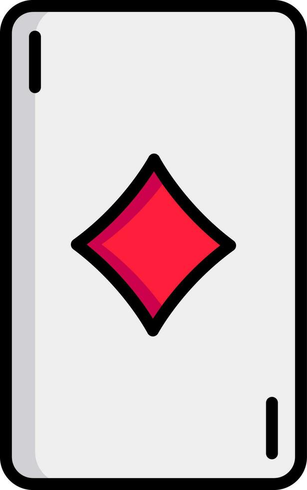 Ace diamond card icon in white and red color. vector