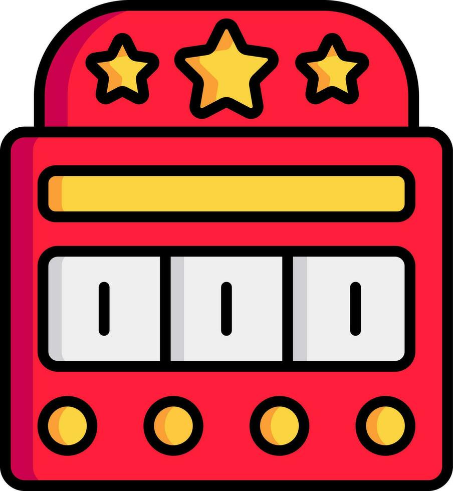 Slot machine icon in red, yellow and white color. vector
