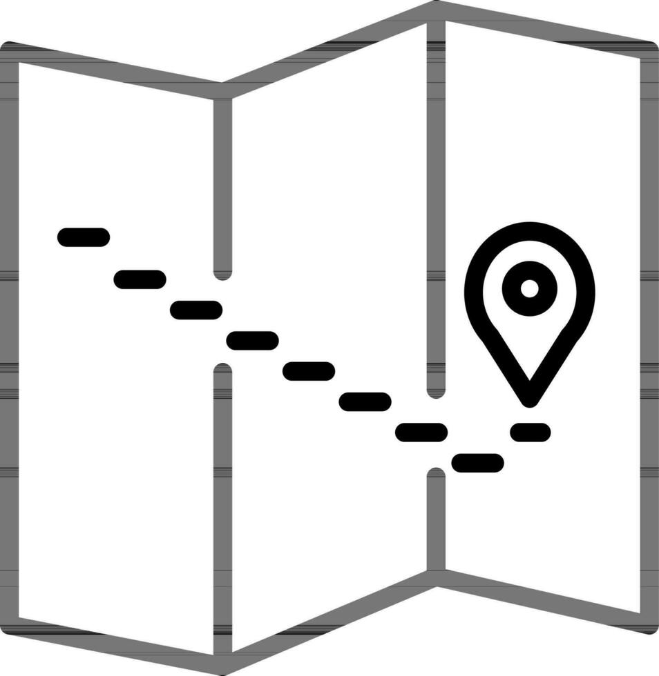 Map with location pointer icon in thin line art. vector