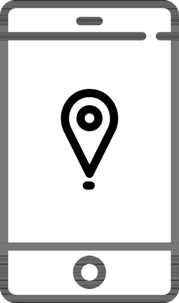 Location app in smartphone icon in line art. vector