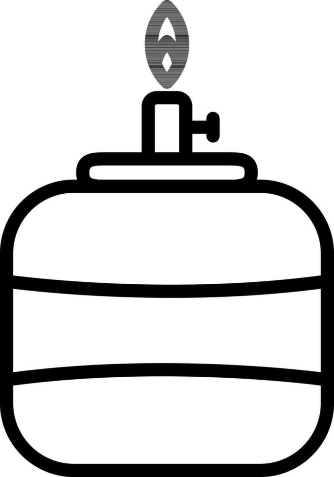 Gas stove cylinder icon in line art. vector