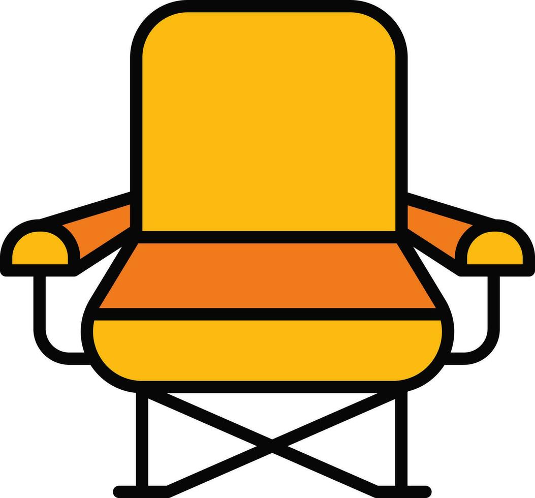 plegable silla icono en amarillo y negro color. vector