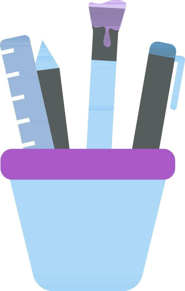 Colorful Pen Holder Icon in Flat Style. vector