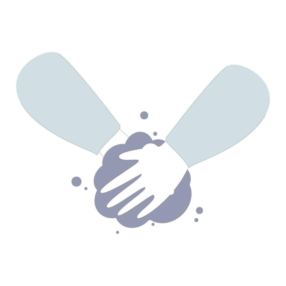 Hand washing with foam on white background. vector