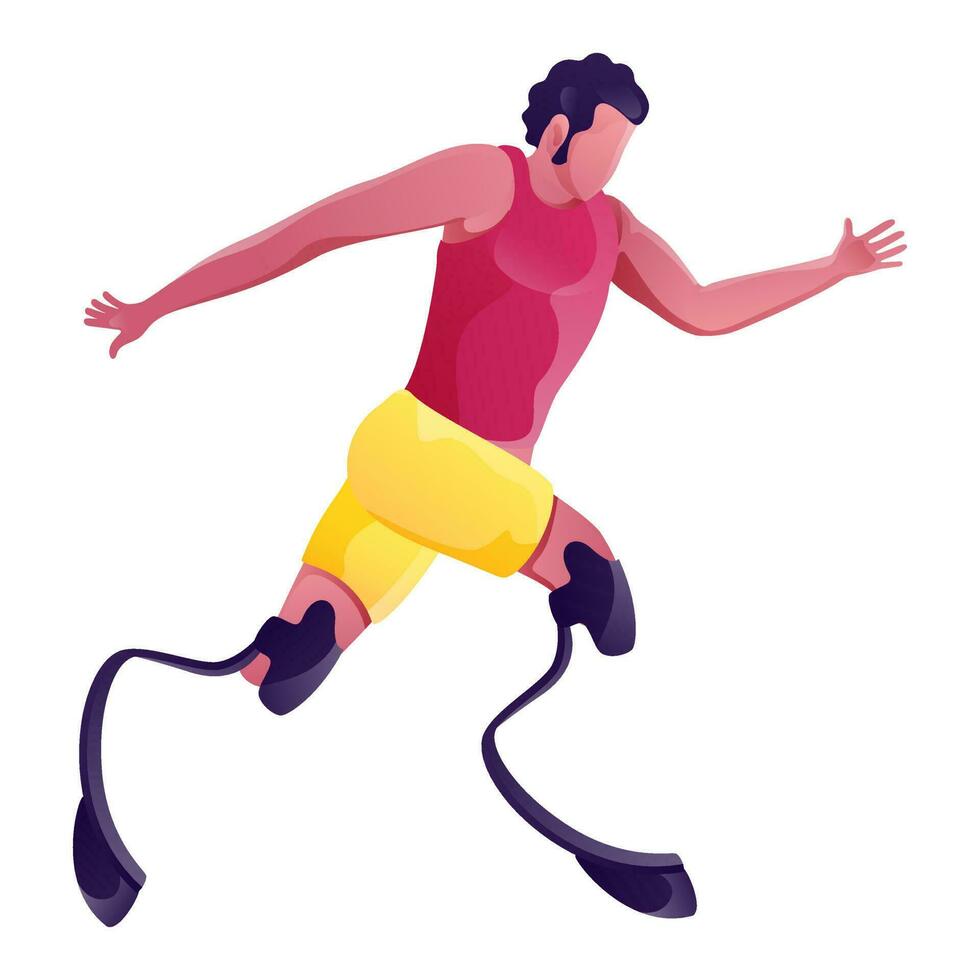 Faceless Disabled Man Running Fast on White Background. vector