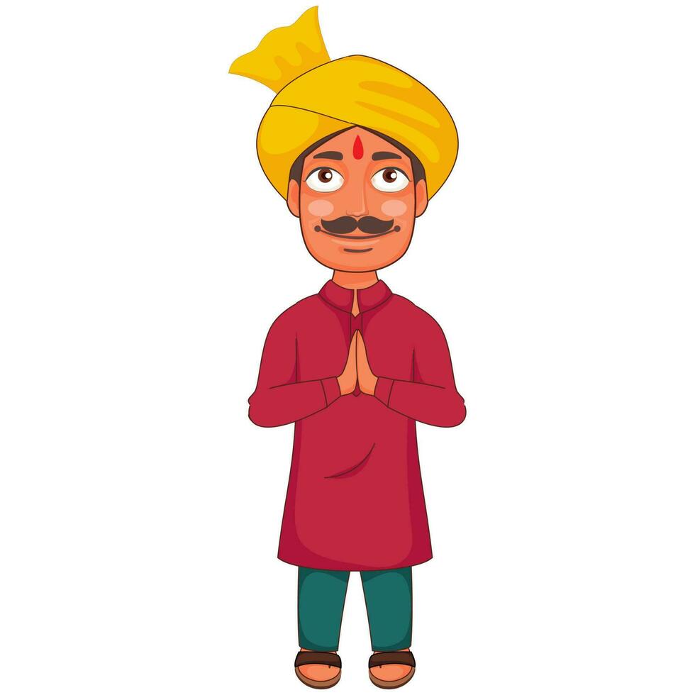 Vector illustration of Indian Man Doing Namaste for Welcome.