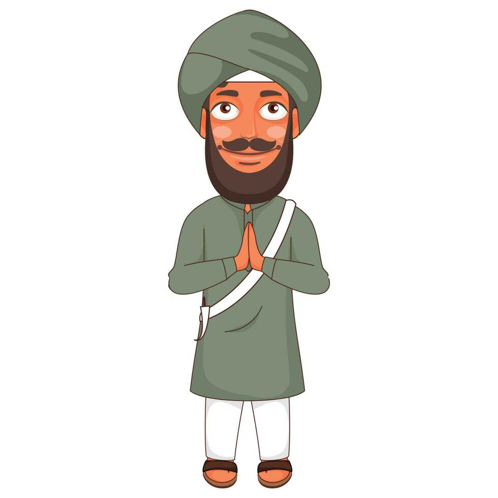 Cartoon Punjabi Man Doing Namaste for Welcome. 24361291 Vector Art at ...