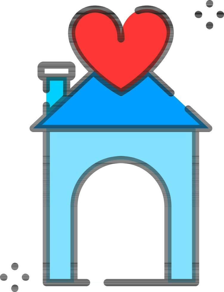 Loving home icon in red and blue color. vector
