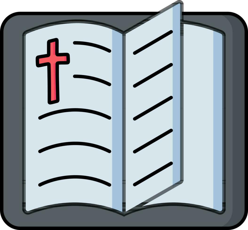 abierto Biblia libro icono en azul y gris color. vector