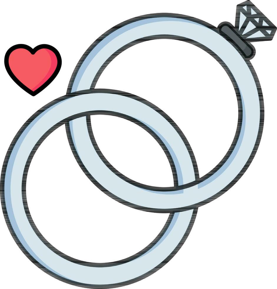 Wedding or Engagement Rings icon in flat style. vector