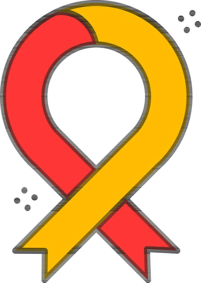 Awareness ribbon in red and yellow color. vector