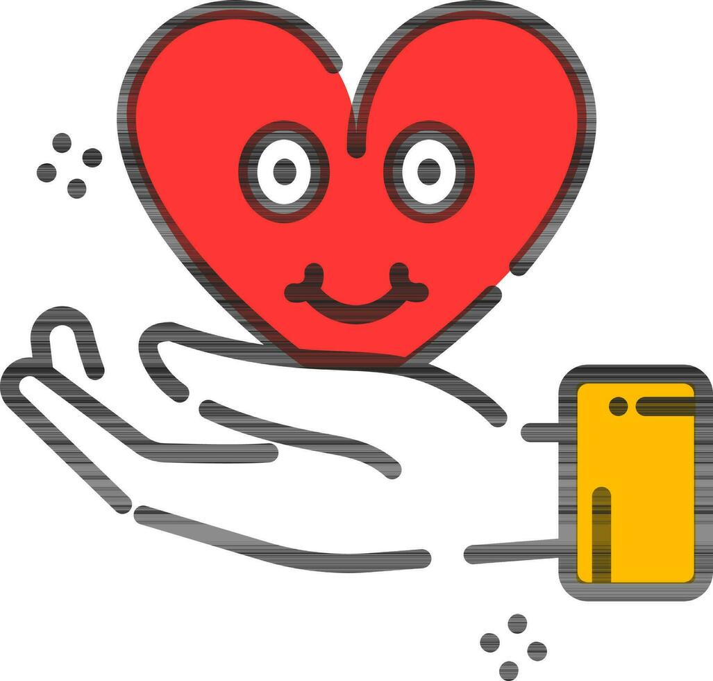 Vector illustration of Cute heart holding hand icon.