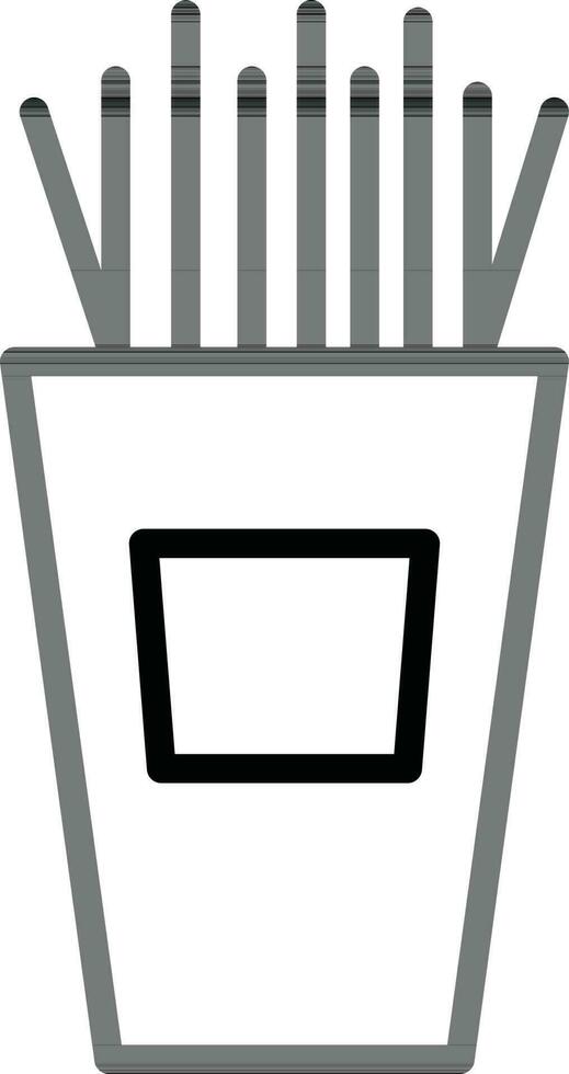 Black line art illustration of French fries box icon. vector