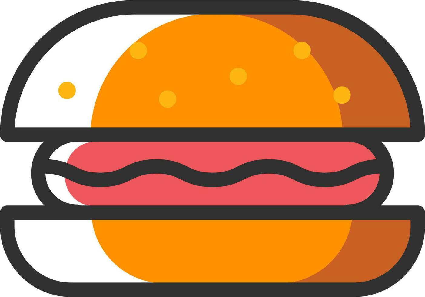 Isolated Burger icon in orange and red color. vector