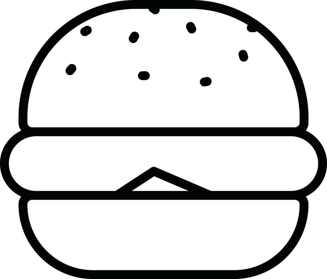Line art Burger icon in flat style. vector