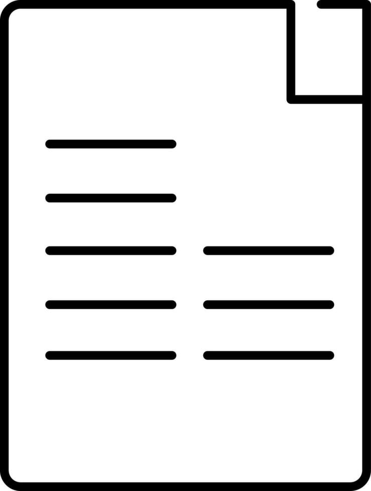 Document paper icon in black line art. vector