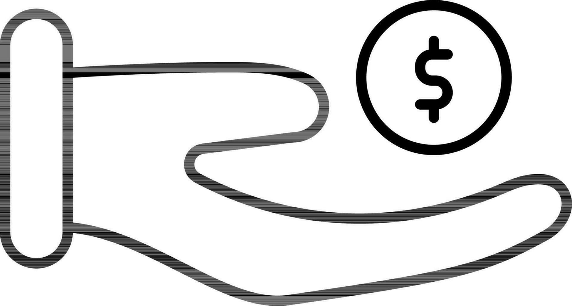 Money pay or donation icon in black line art. vector