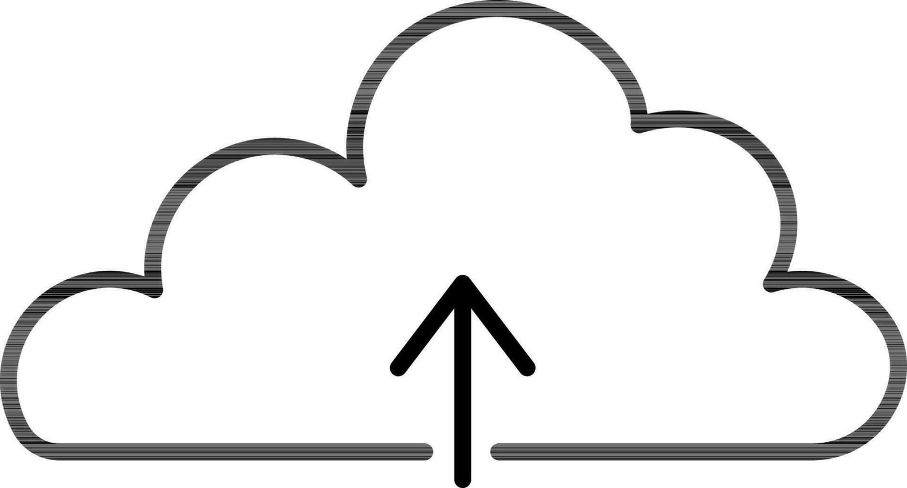 Cloud uploading icon in black line art. vector