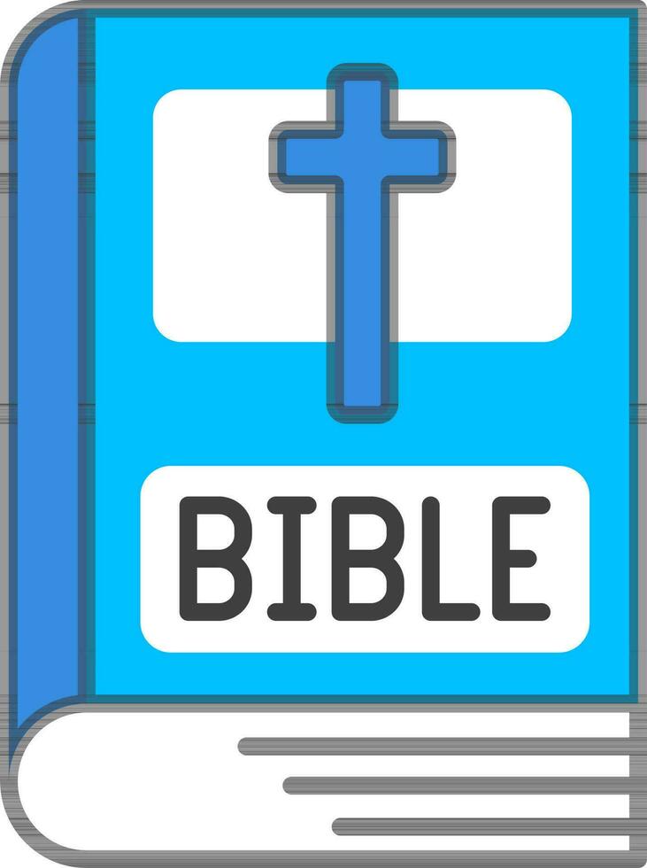 plano estilo Biblia libro icono en azul color. vector