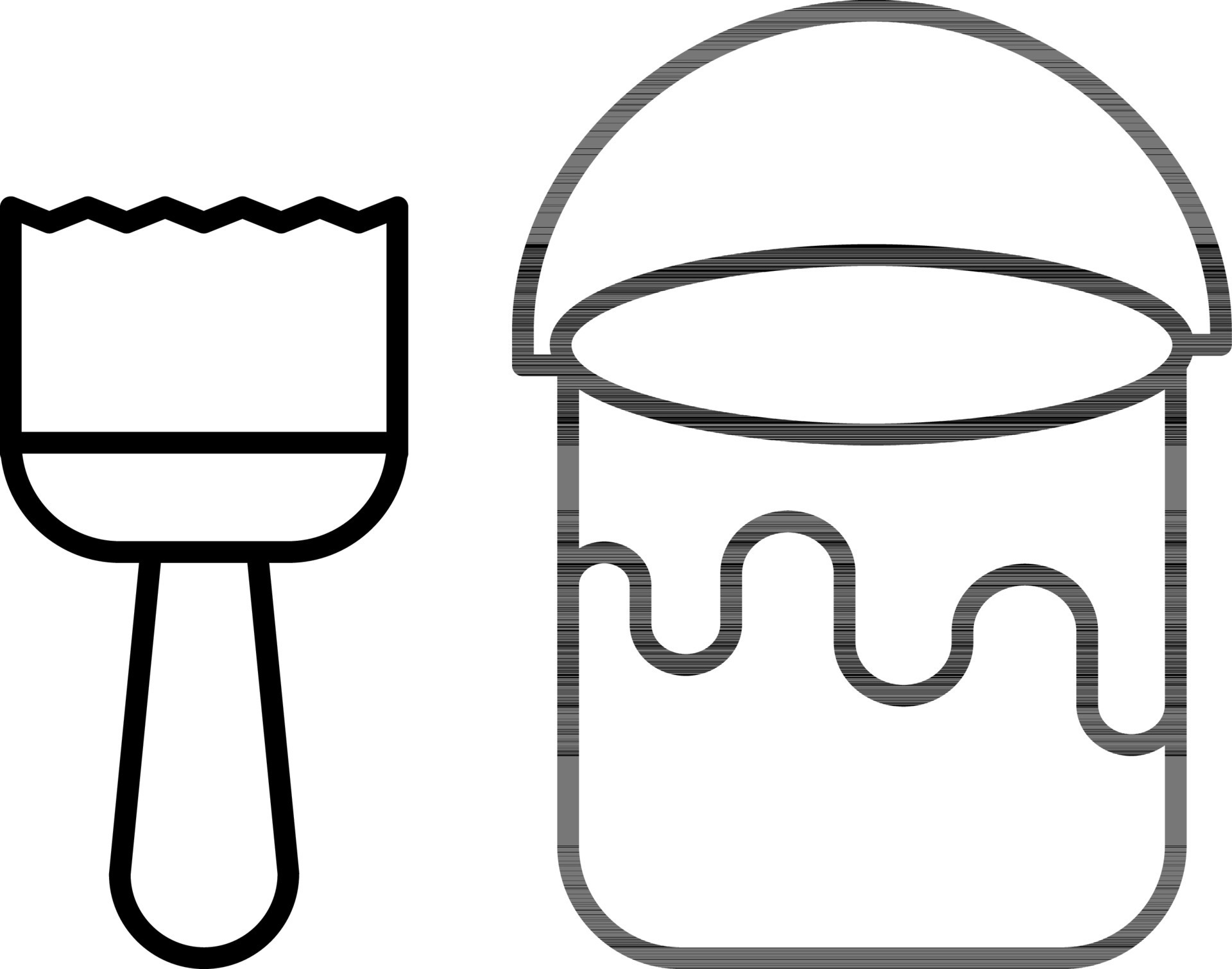 Paint bucket with brush icon in black line art. 24361529 Vector Art at