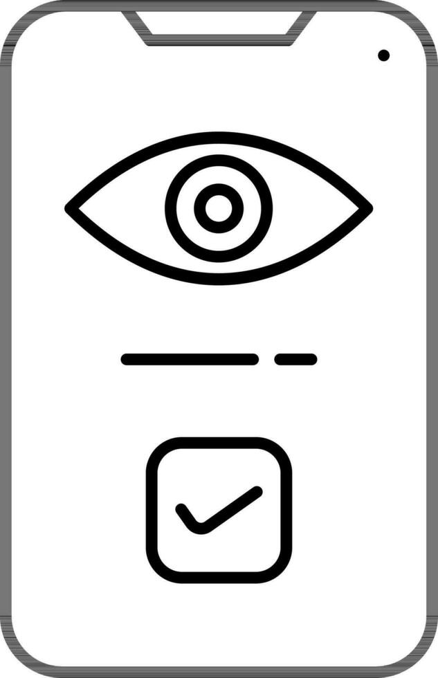 Eye check in Smartphone Screen icon in line art. vector