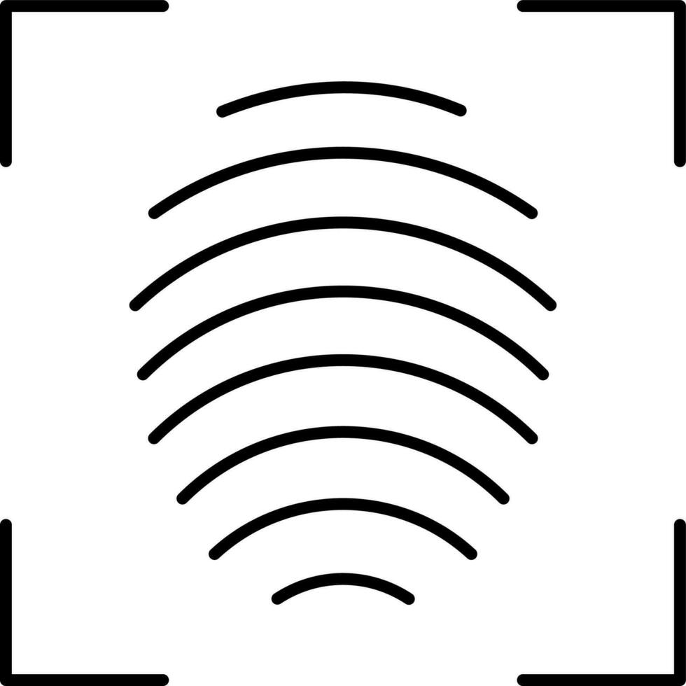 Outline Fingerprint scan icon in flat style. vector