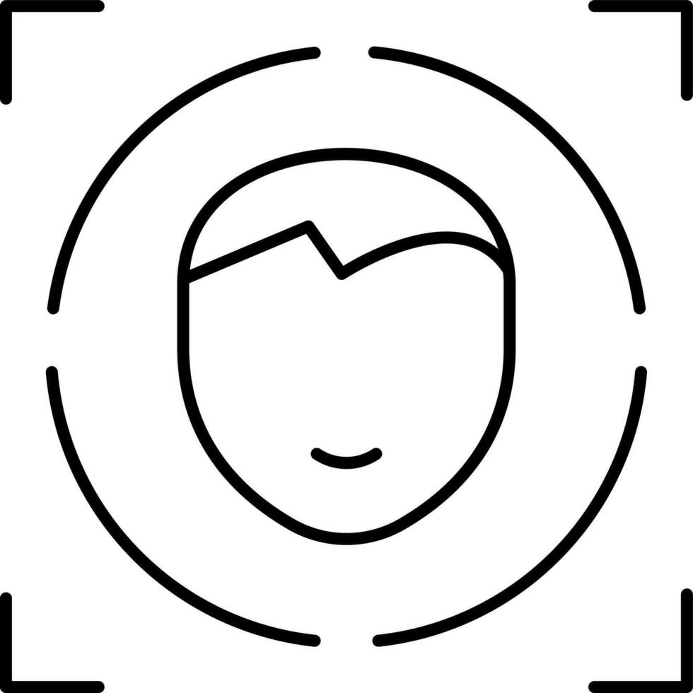 Human Face Scan icon in black thin line art. vector