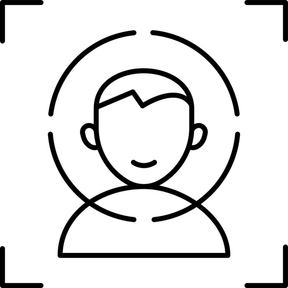 Black line art illustration of Face Scan icon. vector