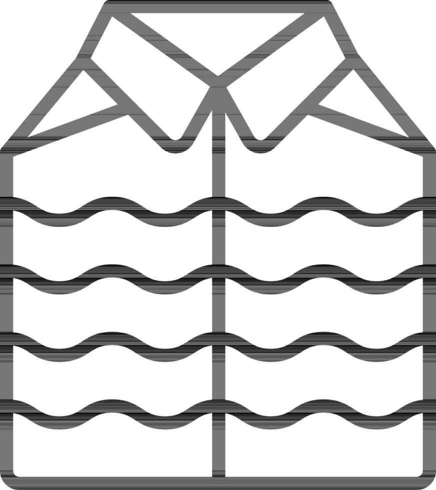 Wavy pattern shirt icon in black line art. vector