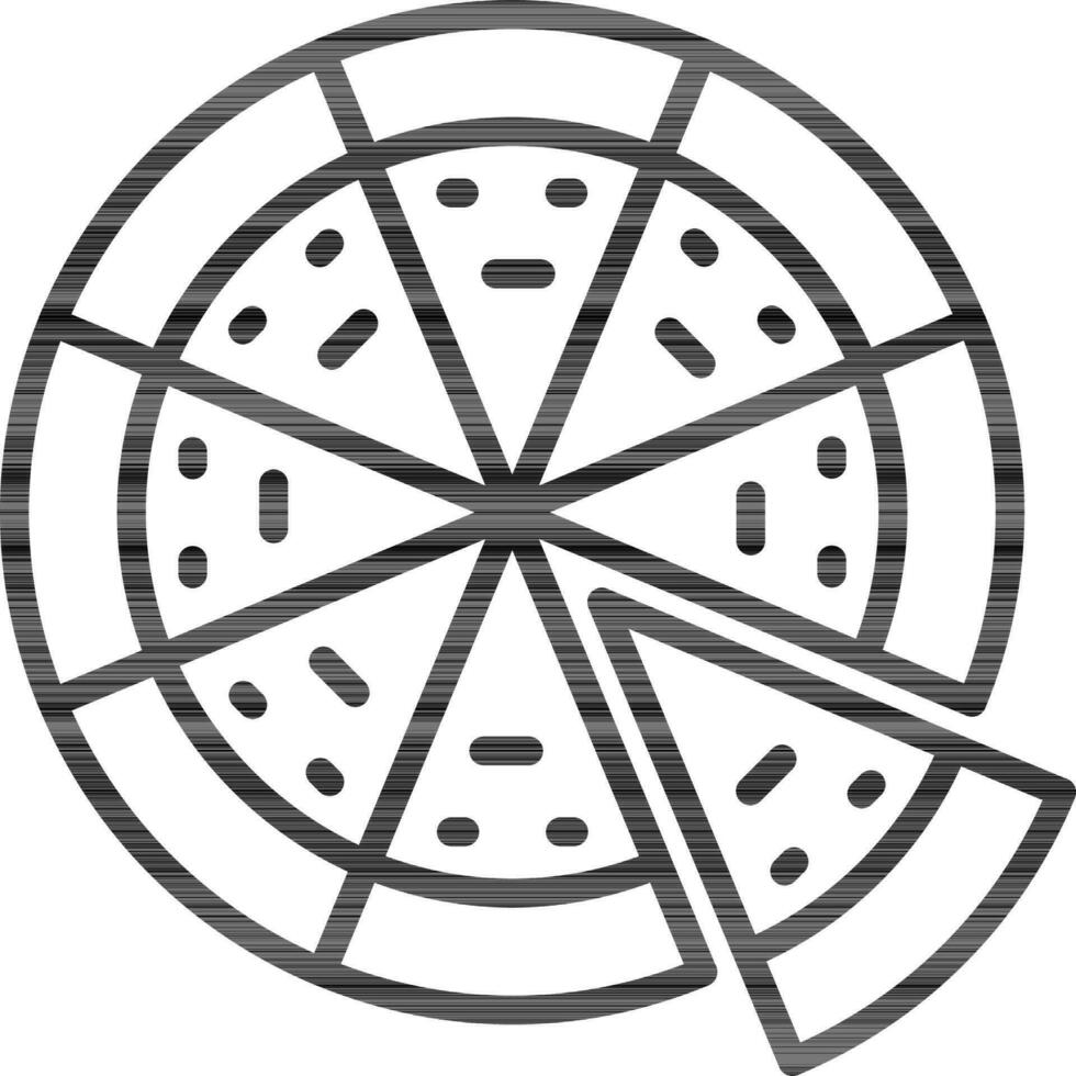 Line art illustration of pizza icon. vector