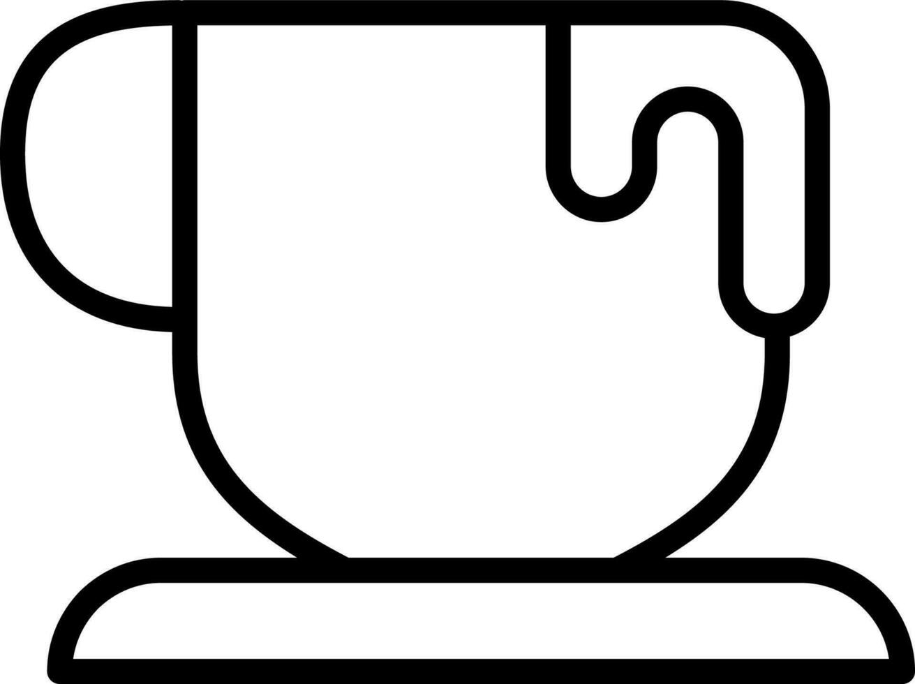 Overflowing coffee or tea cup in thin line art. vector