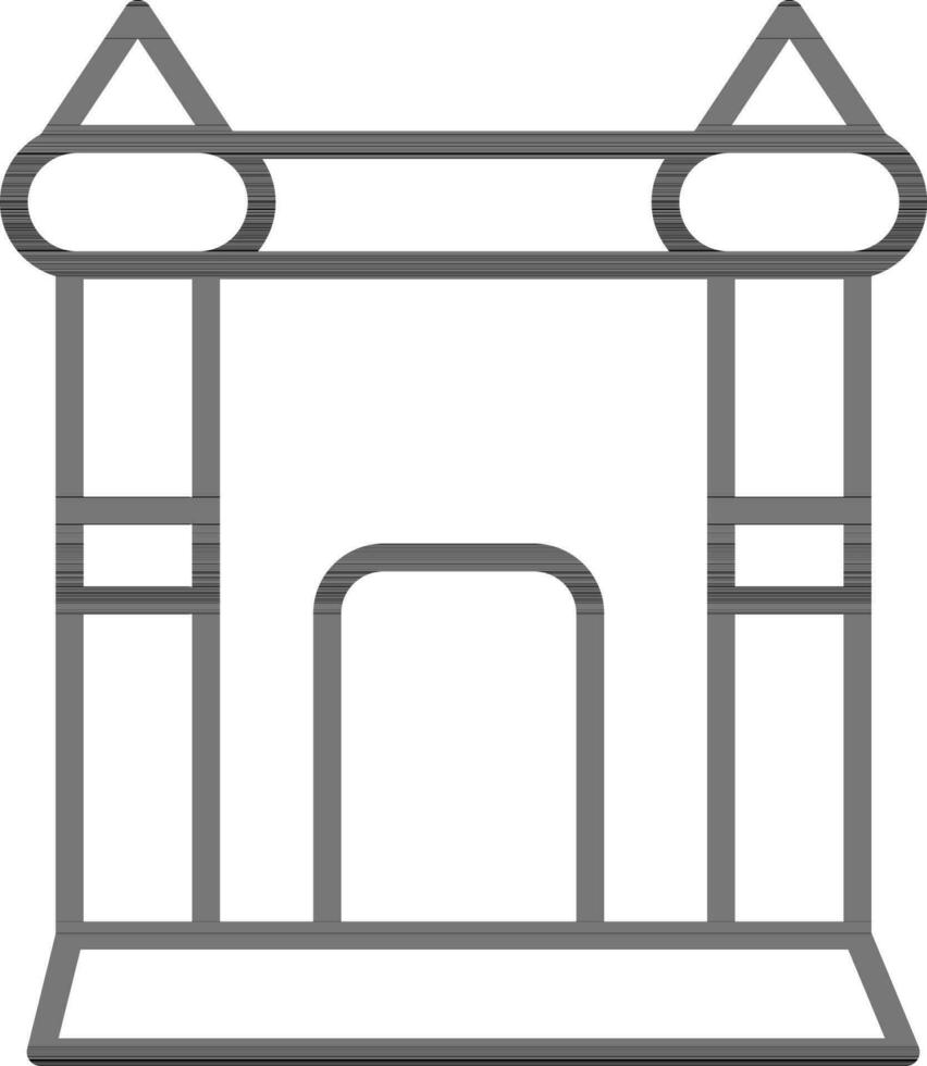 Bouncy castle icon in black outline. vector