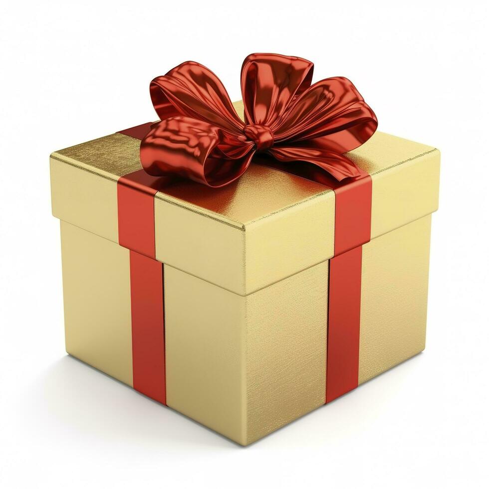 Golden gift box isolated on a white background , generate ai photo