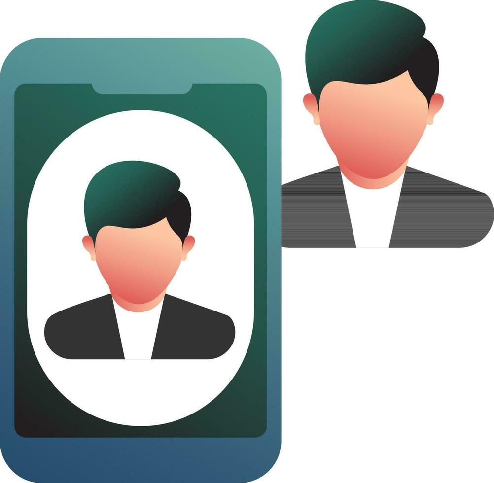 Vector illustration of User profile or face id scan in smartphone screen icon.