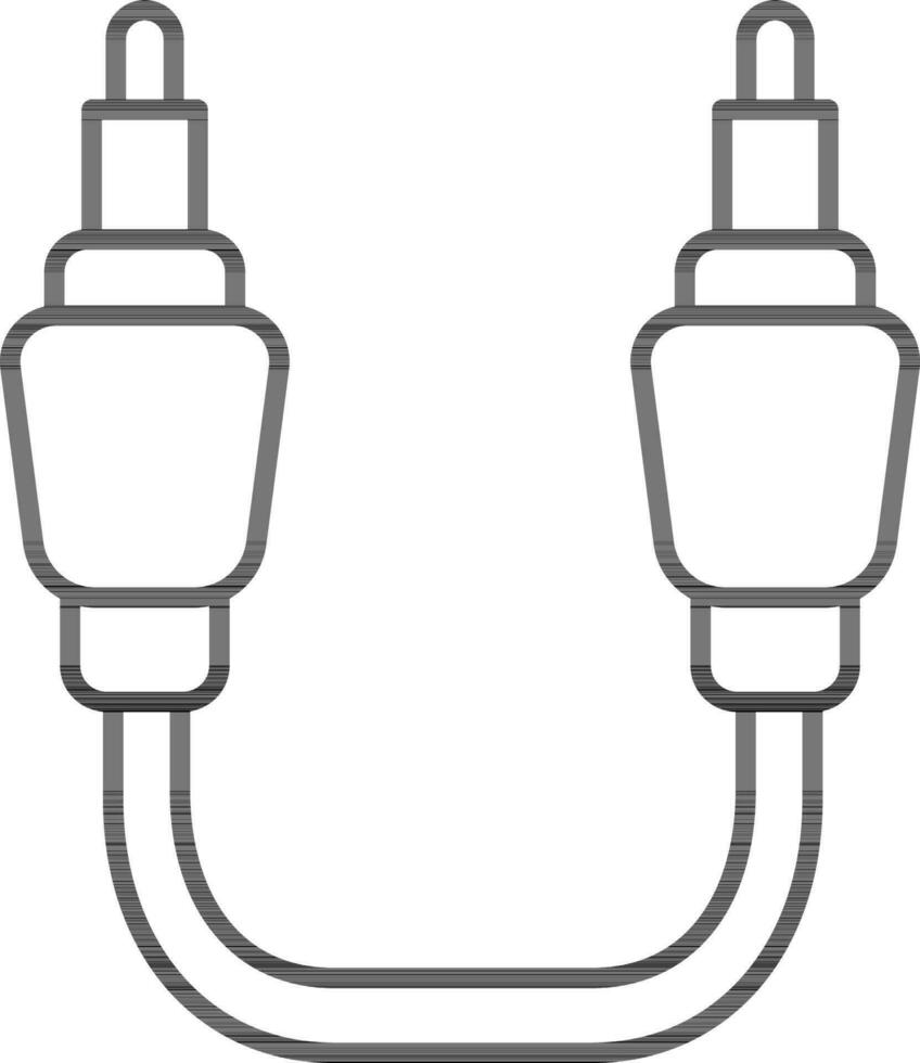 Black line art illustration of Two side usb cable icon. vector