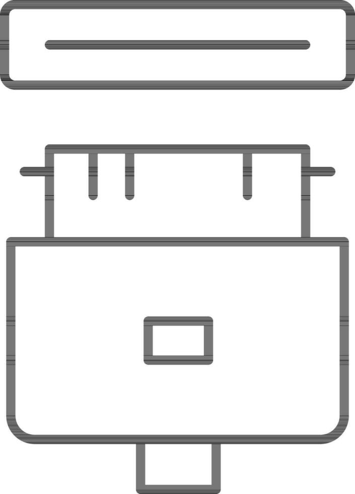 Line art USB cable with VGA connector icon in flat style. vector