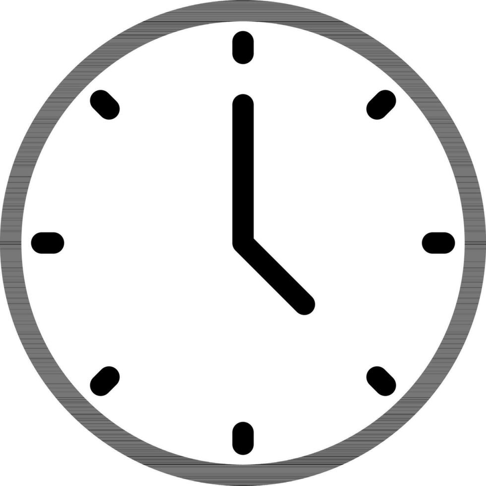 Black Line Art Clock Icon in Flat Style. vector