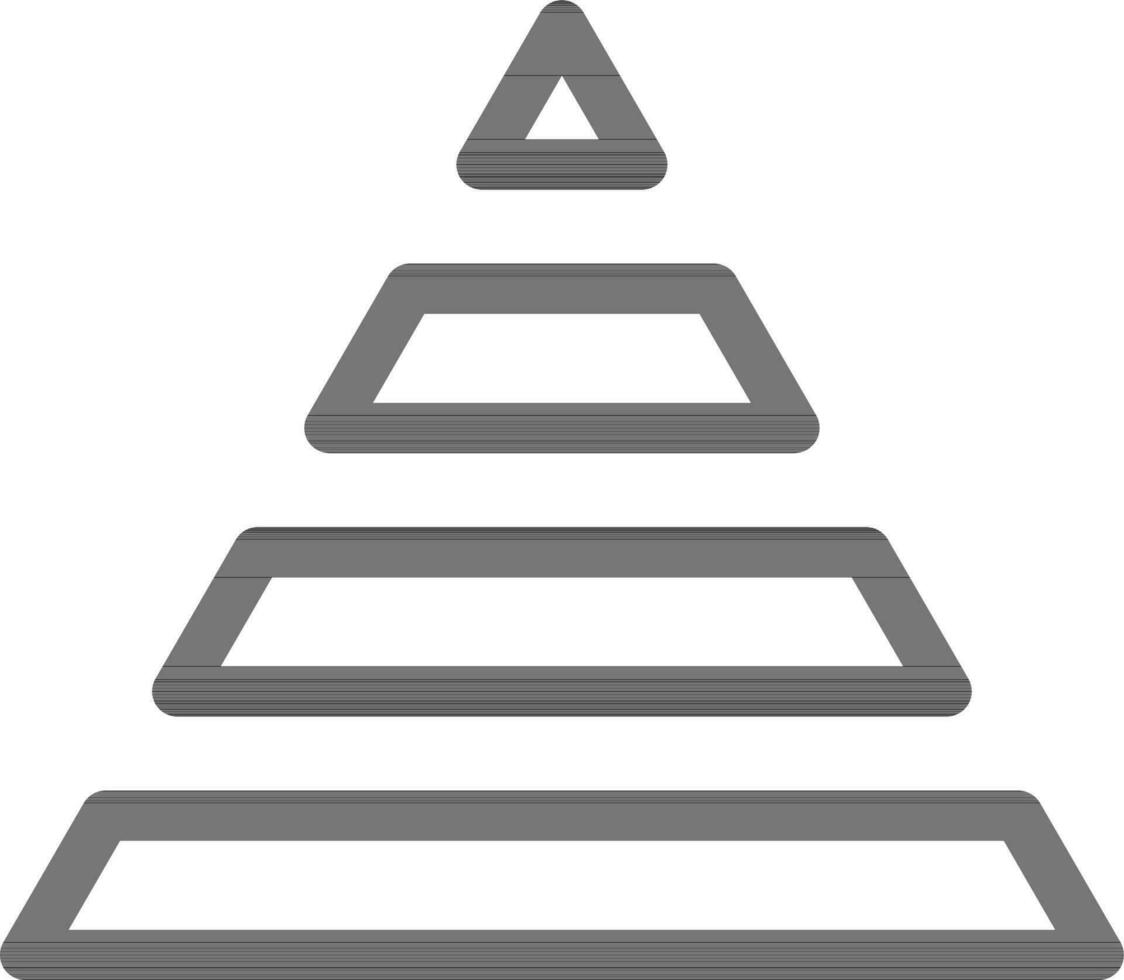 Pyramid Icon or Symbol in Black Thin Line Art. vector