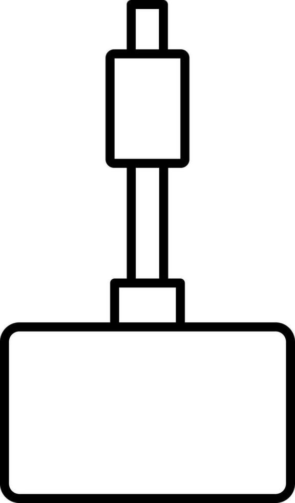 Black line art illustartion of USB cable connected to power bank icon. vector