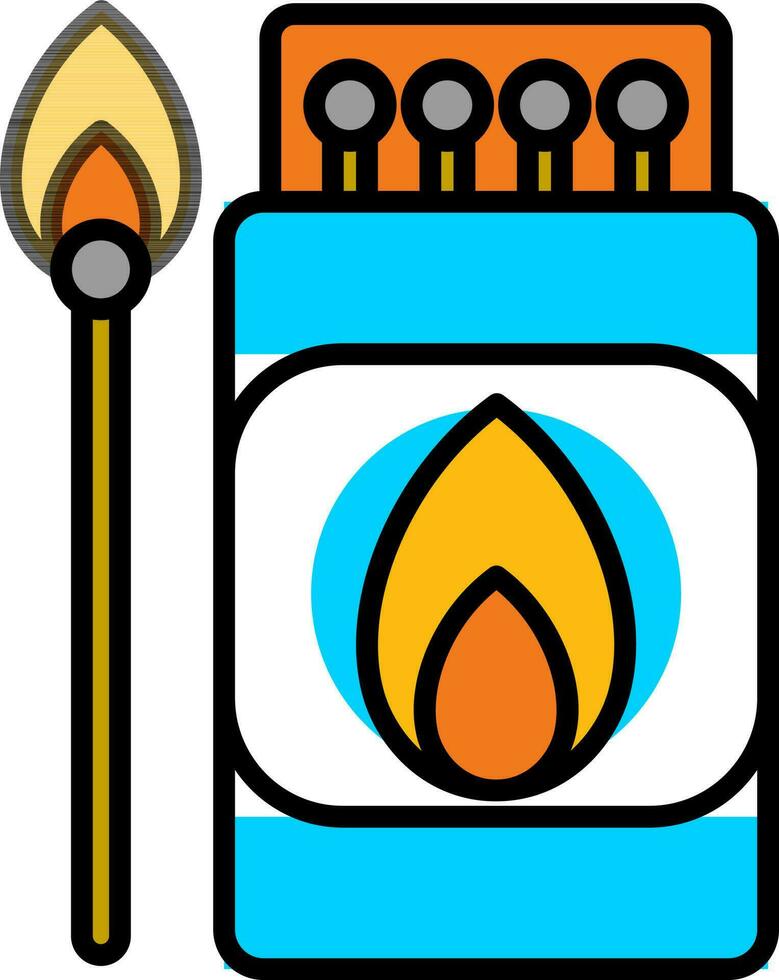 Matchbox with fire stick icon or symbol. vector