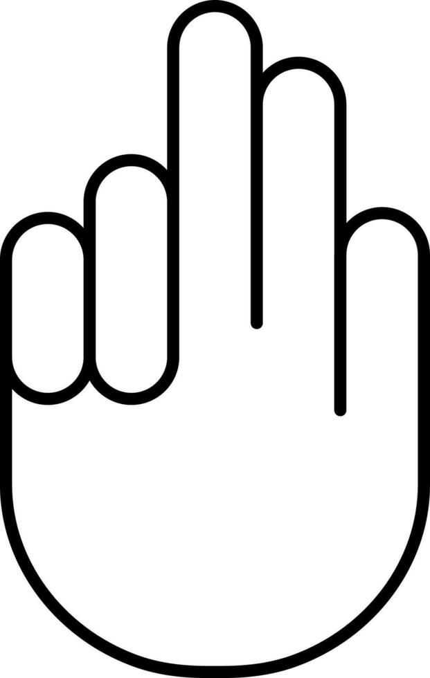 Latin hand icon in black line art. vector