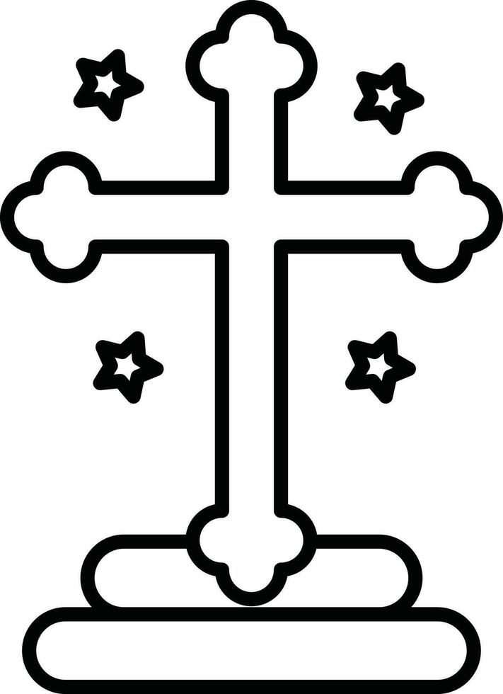 Flat style Jesus cross icon line art. vector