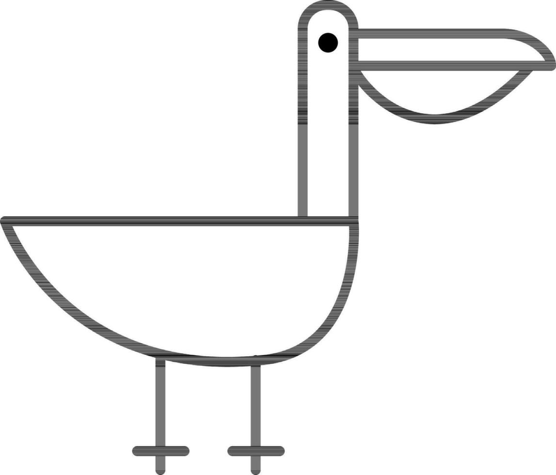 Flat style Pelican icon in line art. vector