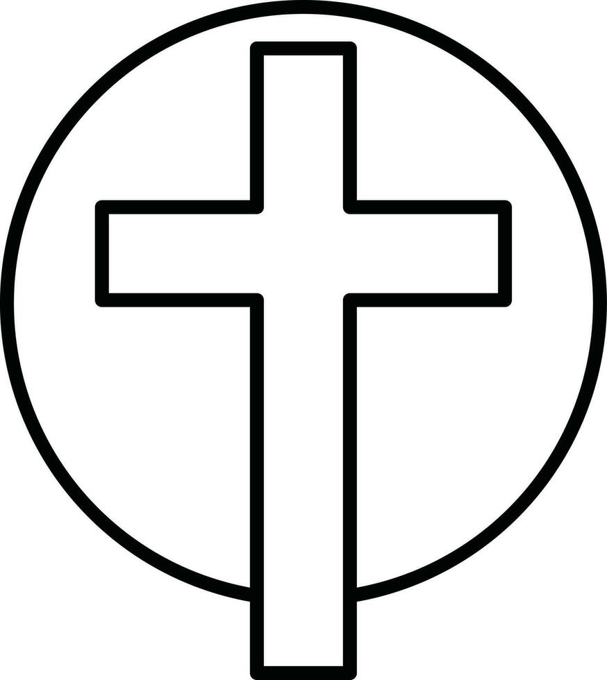 Jesus cross in round circle icon or symbol in line art. vector
