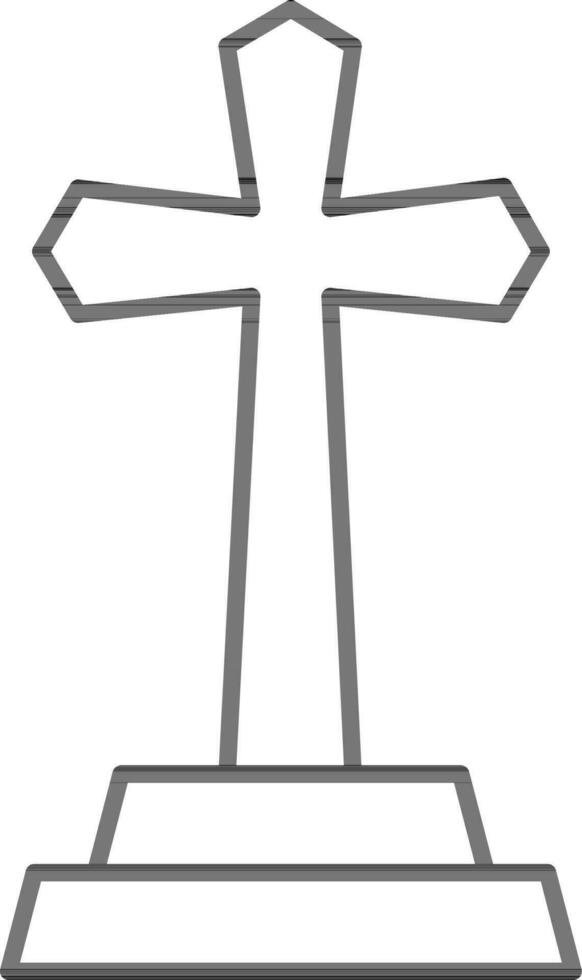 Jesus cross icon in thin line art. vector