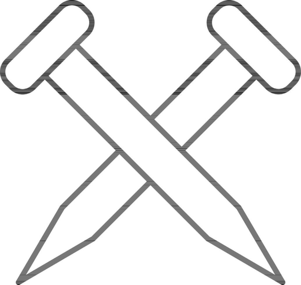 Line art Sharp pins icon in flat style. vector