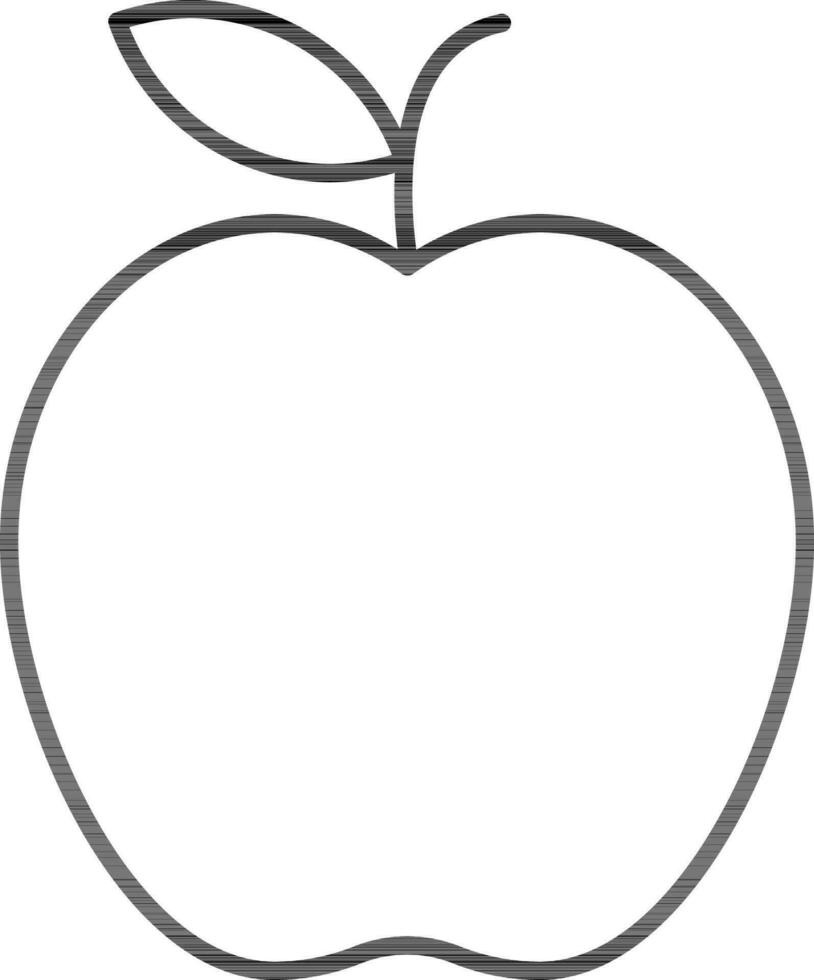 Black line art illustration of Apple icon. vector