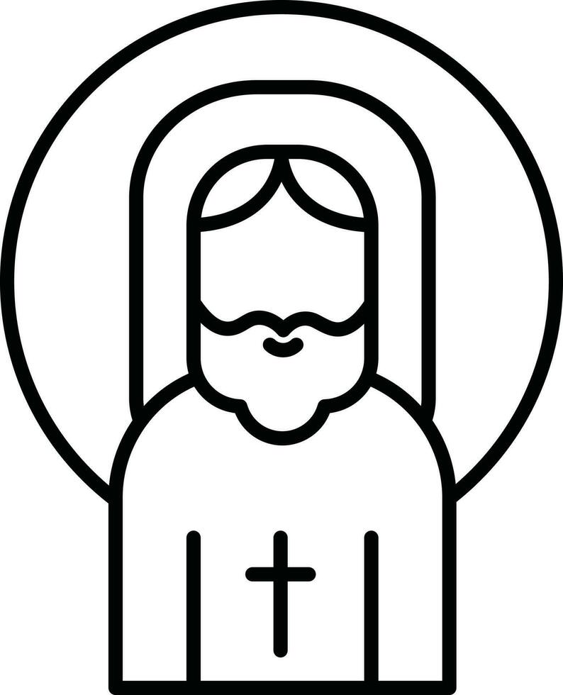 Jesus icon in black line art. vector