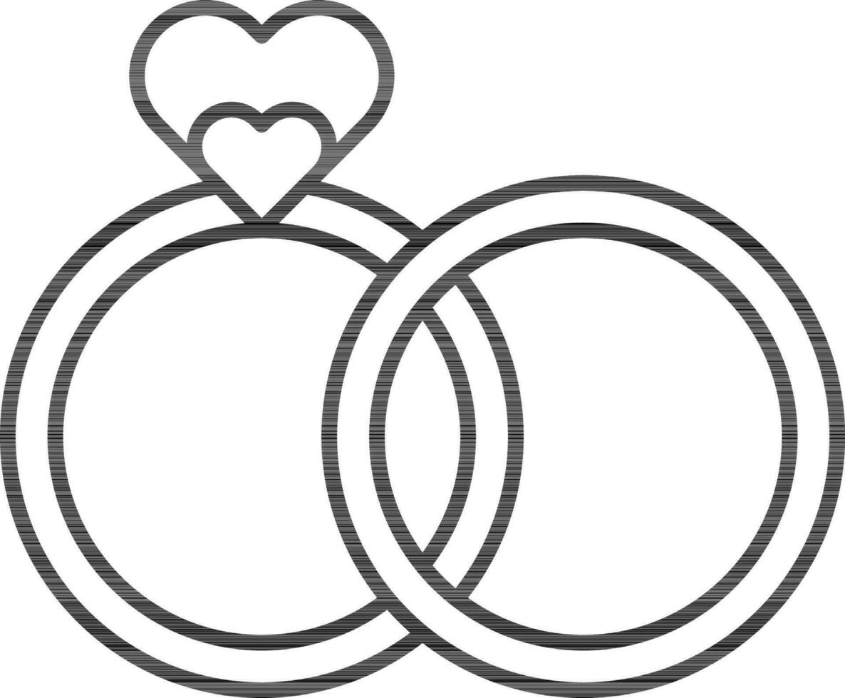 Flat style Wedding ring icon in line art. vector