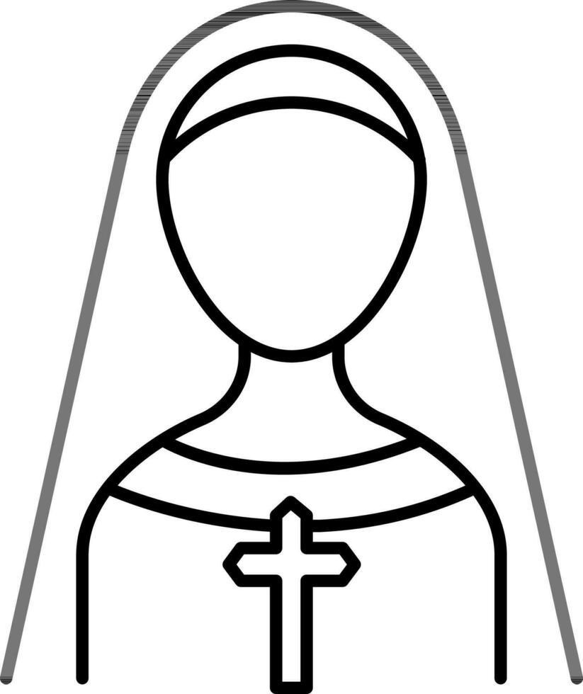 Line art Nuns sisters icon in flat style. vector